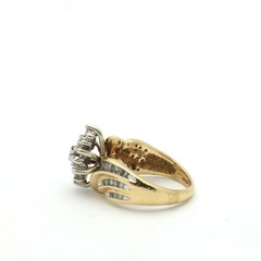 Vintage 1980s 10K Yellow Gold Diamond (.99 TCW) Cluster Statement Ring-Size 4.75