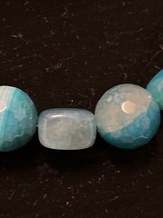 NATURAL BLUE ROUND FACETED MINERAL STONE BEADS NECKLACE AGATE BEADED HSN 314g