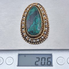 Vintage Sterling Silver 925 Gold Vermeil Eilat Stone Brooch Pendant