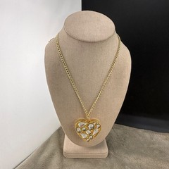 Juicy Couture Necklace Heart Empty Solid Rhinestone Gold Tone 42”