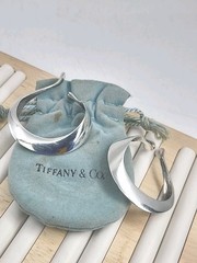 Vintage Elsa Peretti Tiffany & Co Sterling Silver Halston Era Hoop Earrings Rare