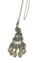 Vtg 80s Silver Tone Stunning Peacock Necklace, Bird, Animal, Work, Office,Boho