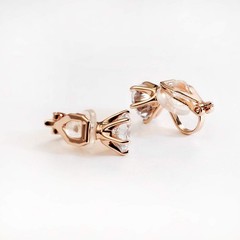 14K Rose Gold Plated 1.5 Carat CZ Clip-On Earrings – 7.5mm Round Cut Simulate…