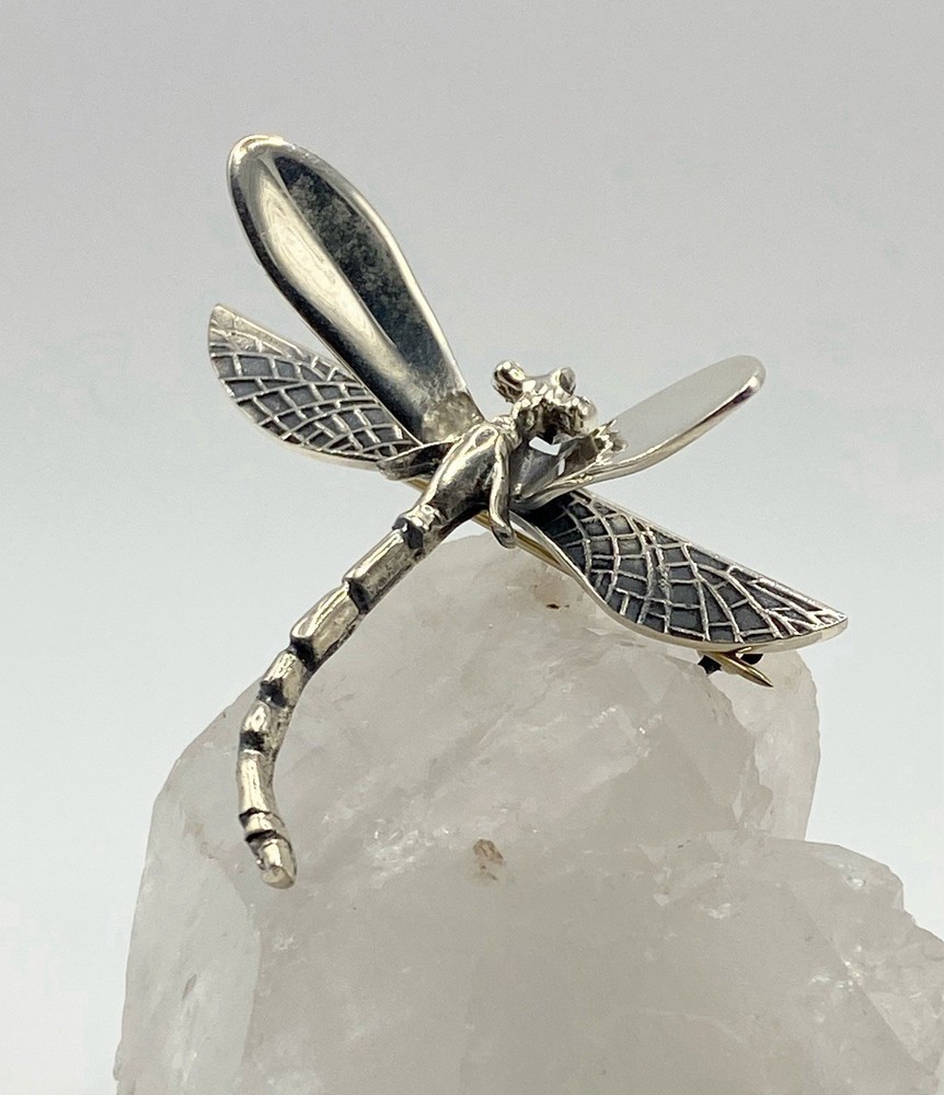 Detailed 3-D Sterling Silver 925 DRAGONFLY Brooch – Pendant Combination or Pin