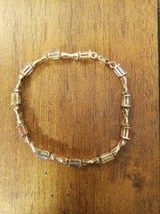 925 Imprinted Multi Color Gemstones Vintage Bracelet As Is