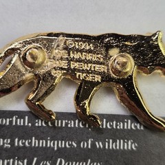 Vintage George G Harris Tiger Pin 24K Gold Plated Pewter Wildlife Collection