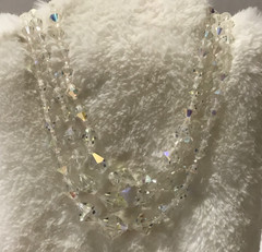 Vintage 1950s Aurora Borealis Necklace Multi Strand Faceted Graduated 12”