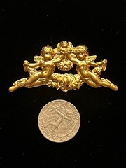 Vintage Cherub Gold Plated Brass Stamping for Jewelry Design NOS 22K Gold Plated