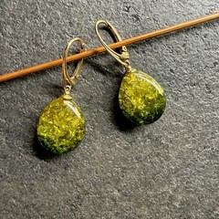 Unique green Treated Amber Earrings 4.76g