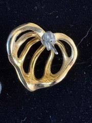Vintage Pierced Earrings 1980s / 1990s Gold Tone LOT OF 5 Pair Hearts Signed