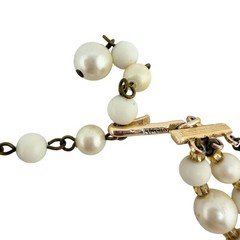 Vintage MCM 1950s 1960s Japan Layered Triple Strand Beads Gold Tone 16″ Necklace