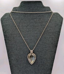 Vtg Sterling Large Teardrop Labradorite Pendant 30 +” Octagon Snake 925 Necklace