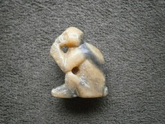 Carved Soapstone Speak No Evil Monkey with Hole Vtg Bracelet Charm Pendant 4.3g