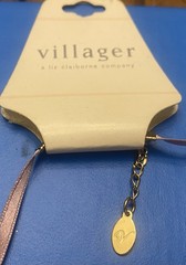 NWT Vintage Inspired VILLAGER 15” Open Fan Pendant Necklace Lavender Ribbon