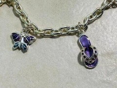 MWS Sterling Silver Charm Bracelet; 6 Sterling Charms 7.25″ ~ 23g ~ 5-H1277