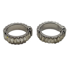 Clear Baguette Sparkly Rhinestone Hinged Clip On Small Hoop Vintage Earrings