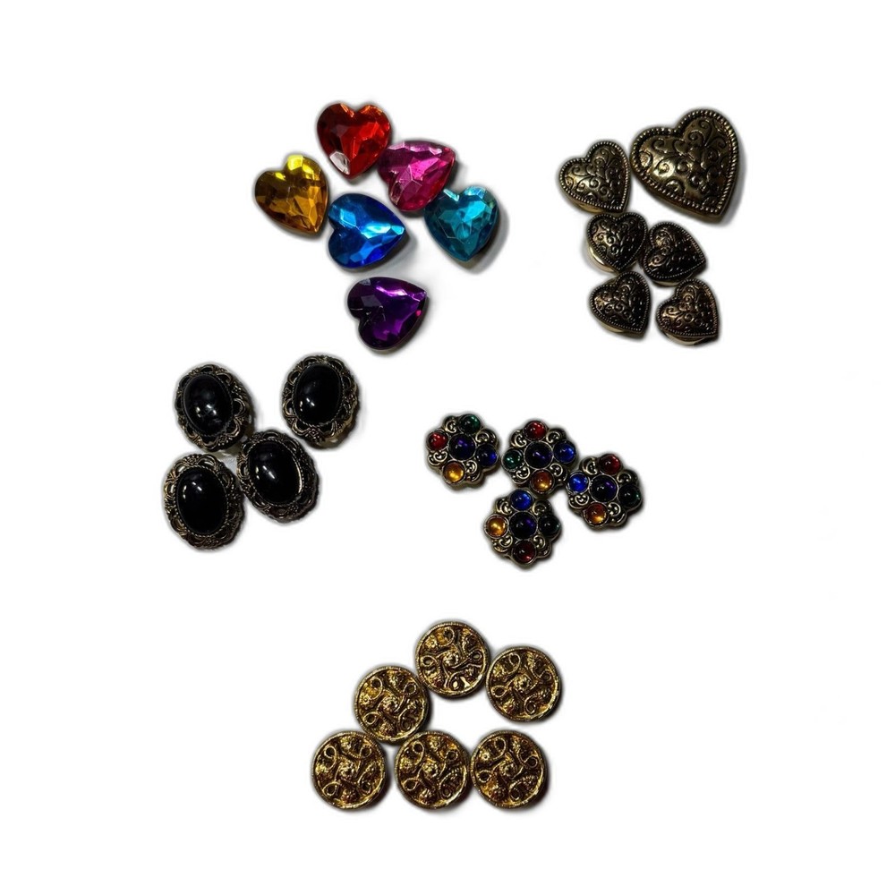 Vintage Clip Button Covers Lot of 21 – NONY Signed Swirl Set + Rhinestones