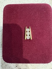 14k Yellow Gold Three Stone Cluster 0.50 Carat Diamond Bar Pendant
