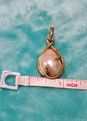 Lady Remington (LR) Pearl Enhancer Pendant Gold Tone Large Vintage