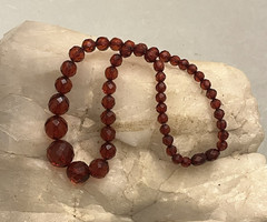 Vintage, Art Deco, Cherry Amber, Faceted Bakelite 15″ Necklace-Simi Tested