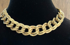 ANNE KLEIN Signed GOLD TONE DOUBLE-LINK CHAIN 15″ STATEMENT CHOKER NECKLACE!