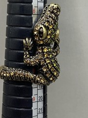 Vintage Alligator Crocodile Adjustable Ring Multi Colored Rhinestones