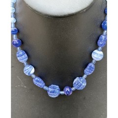 THREE VINTAGE ART GLASS FASHION NECKLACES FROM ESTATE SKY