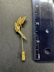 Vintage Crown signed Trifari Wheat Stick Pin – Gold Tone Lapel Pin.