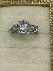 Vintage Style Silver Tone Rhinestone Swirl Ring Size 6.5 Costume Jewelry Elegant
