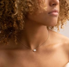 Lab Created Diamond Oval Cut 14K Yellow Gold Finish Valentine’s Gift Necklace