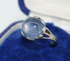 13 CT Star Sapphire Arts and Crafts Platinum & 14K White Gold Ring