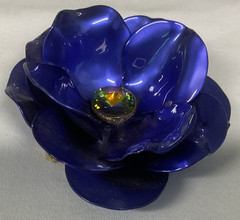 Used Vintage 60’s Purple Flower with Topaz like center stone Brooch 2 1/4″