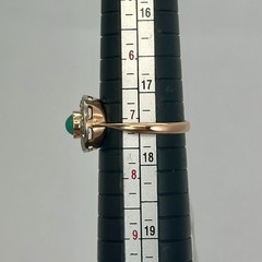 USSR Vintage Original Rose Gold Natural Chrysoprase & CZ Ring 585 14K 3,01 g.