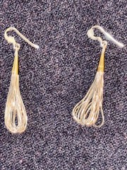 Sterling Silver Liquid Gold Vermeil 30 Multi Strand Necklace Matching Earrings