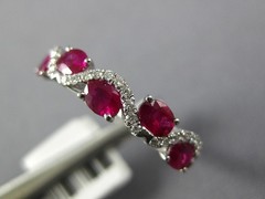 ESTATE 1.03CT DIAMOND & AAA RUBY 14KT WHITE GOLD 3D ROUND & OVAL SWIRL FUN RING