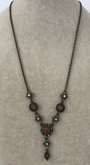 Vintage Nina Ricci Necklace & Earrings Set Amber & Multicolored Rhinestones