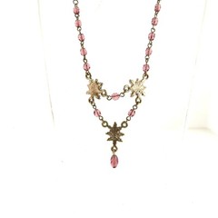 Purple Crystal Floral Necklace Victorian Style 1.5*16*19