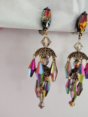Vtg Rare LEWIS SEGAL California Watermelon AB Crystal Chandelier Earrings Pat…