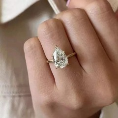 4ct Pear Cut Lab Created Diamond Solitaire 14K Yellow Gold FN Engagement Ring