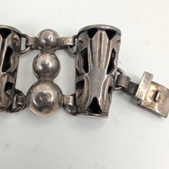 Vintage Taxco Mexico 925 Sterling Silver Modernist Bead Panel Bracelet 40g