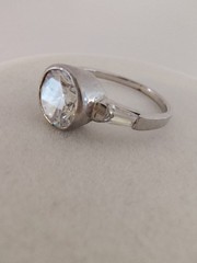 Sterling Silver Bezel Set Round CZ Tapered Baguette Solitaire Ring Size 8.75 925