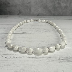 Vintage White Lucite Beaded Necklace 1970s-1980s Costume Jewelry