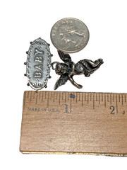 Exceptionally Rare T Foree Sterling Silver “BABY” Angel Cherub Victorian Brooch