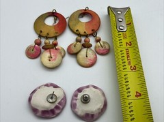 1980s-1990s Vintage Earrings Lot of 12 Pair Fashion Costume Jewelry Wood Beaded