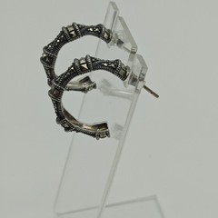 Vintage Judith Jack Sterling Silver 925 Marcasite Hoop Earrings