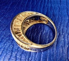 Vintage Two-Tone 925 Sterling Silver Chocolate Pavé & Baguette Dome Ring — AS-IS