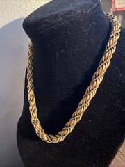 RARE VINTAGE SIGNED MONET THICK GOLD TONE BRAIDED NECKLACE Lovely Old Pawn J