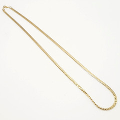 Serpentine Style Shiny Gold Tone Chain Necklace Womens Mens Vintage 24 inch