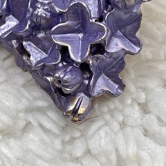 Vintage Lilac Flower Jewelry Set Brooch Clip On Earrings Purple Enamel
