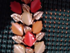 Vintage Lisner Silver tone Filergee Band With Thermoset Autumn Colored Leaves